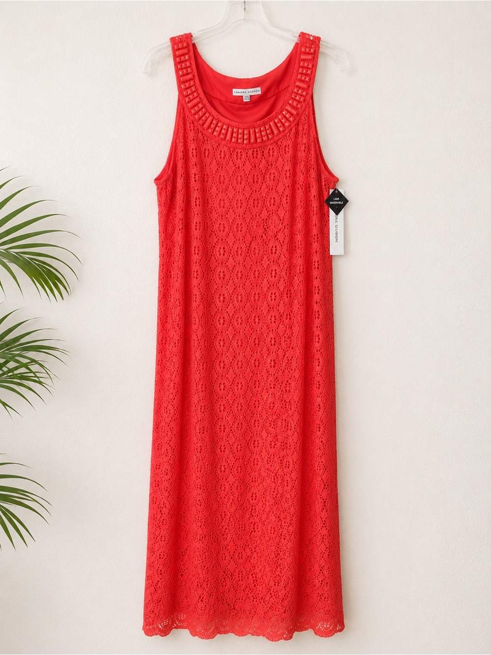 Sandra Darren Coral Lace Embellished Maxi Dress 18W NWT Plus Size - Picture 2 of 7